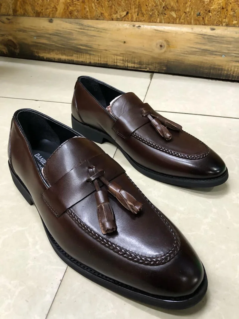 Men Premium Leather Black Official  Kiltie Shoe