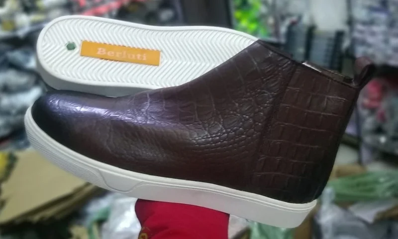 Men's Berluti Coffee Brown Official Casual Leather Laceless Boots