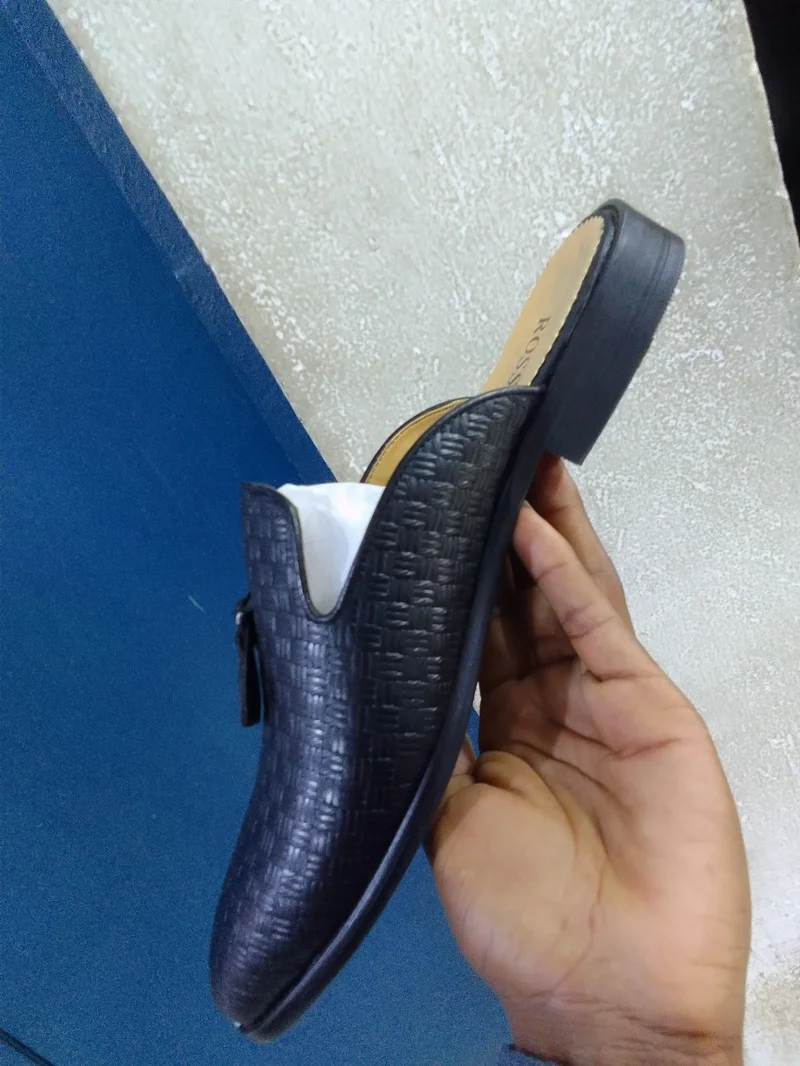 Men's Rossi Black Official Backless Mules Loafers