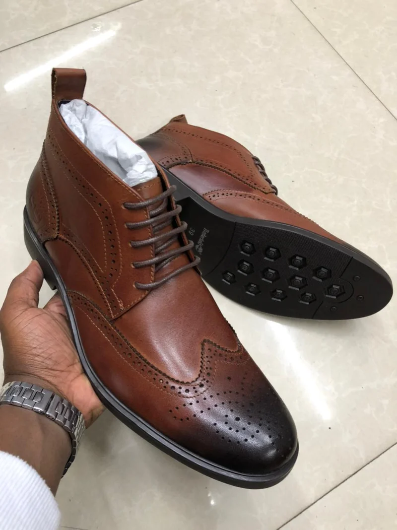 Mens Brown Timberland Leather Boots Formal Lace Ankle Boots Shoes