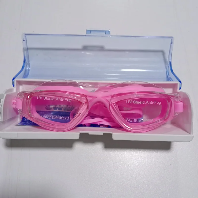 Adult Swim Goggles Adult Anti-fog Swimming Goggles Glasses Ear Plug Pink