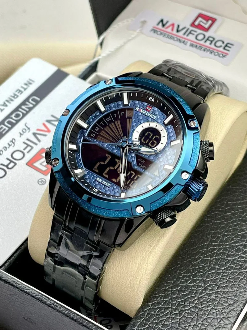 Naviforce Luxury Dual Display Luminous Stainless Steel Watch Men Luxury Watch