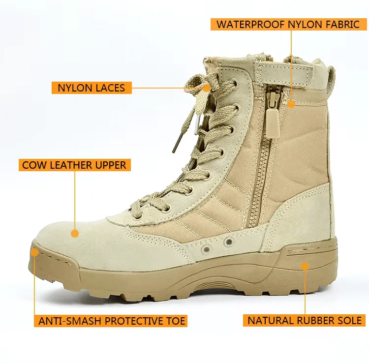 New Military Outdoor Combat Boots Unisex Hiking Tactical Boots - Beige