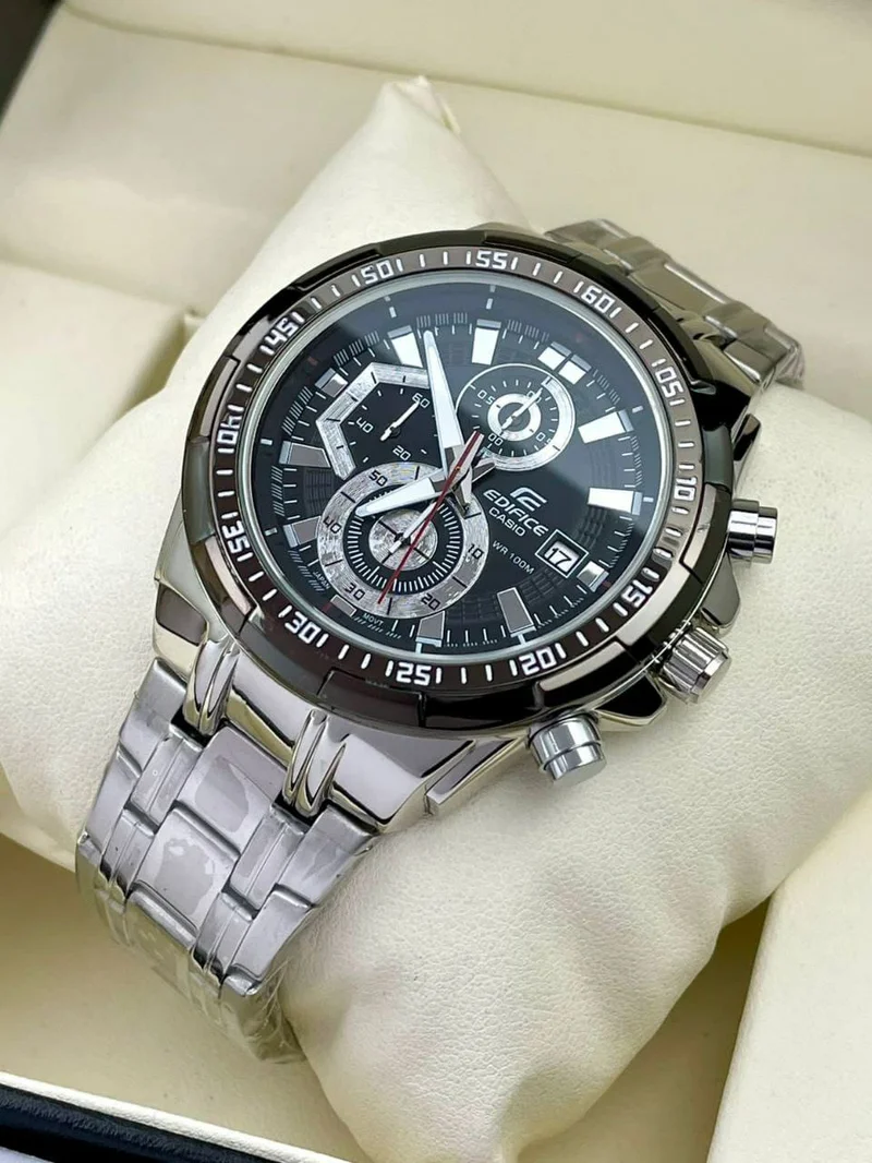Original Edifice Casio High Quality WR 100M Men Metal Wrist Watch Silver