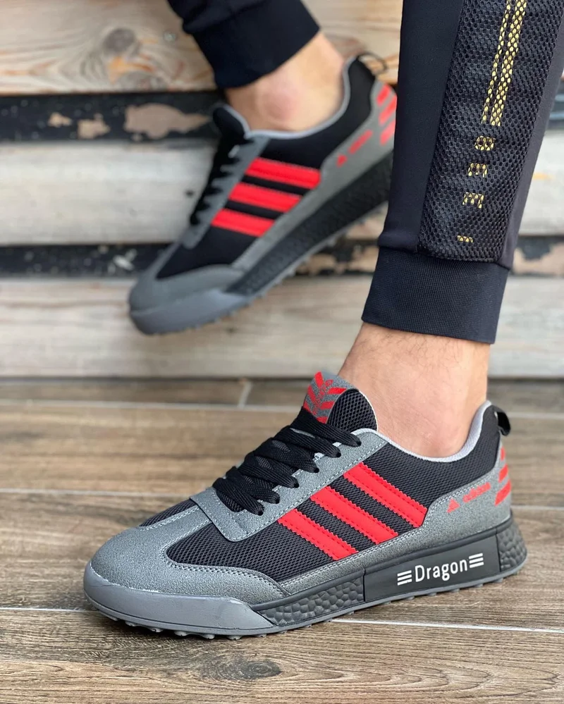 Originals Men's Dragon Adidas Sneakers Red Black and Grey