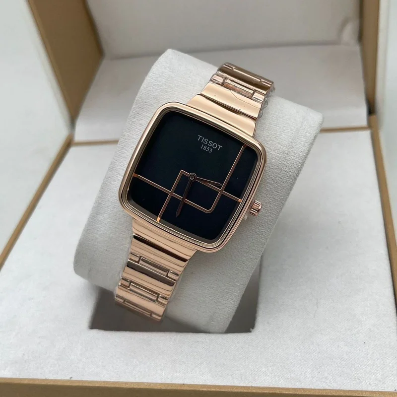 Party Wear Ladies Rectangular Tissot Black Women Watch