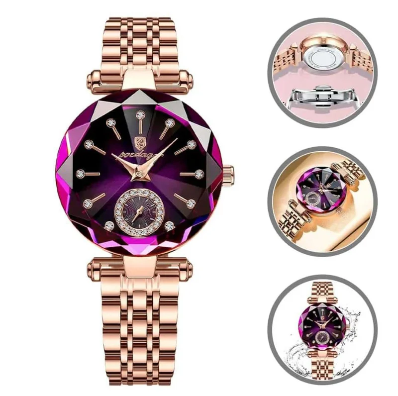 POEDAGAR ROSE -PURPLE BATTERY POWERED LADIES WATCH QUARTZ MOVEMENT