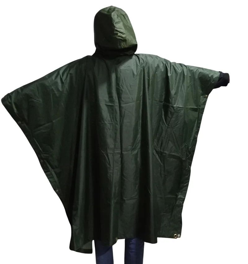 Poncho Mountaineering,camping,hiking Raincoat-Jungle green
