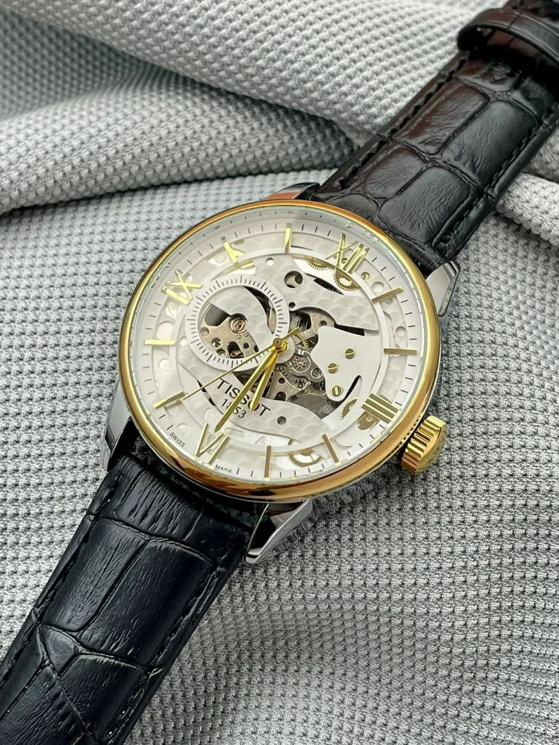 Premium Tissot Automatic 7AAA Men Royal Wrist Watch Silver Gold