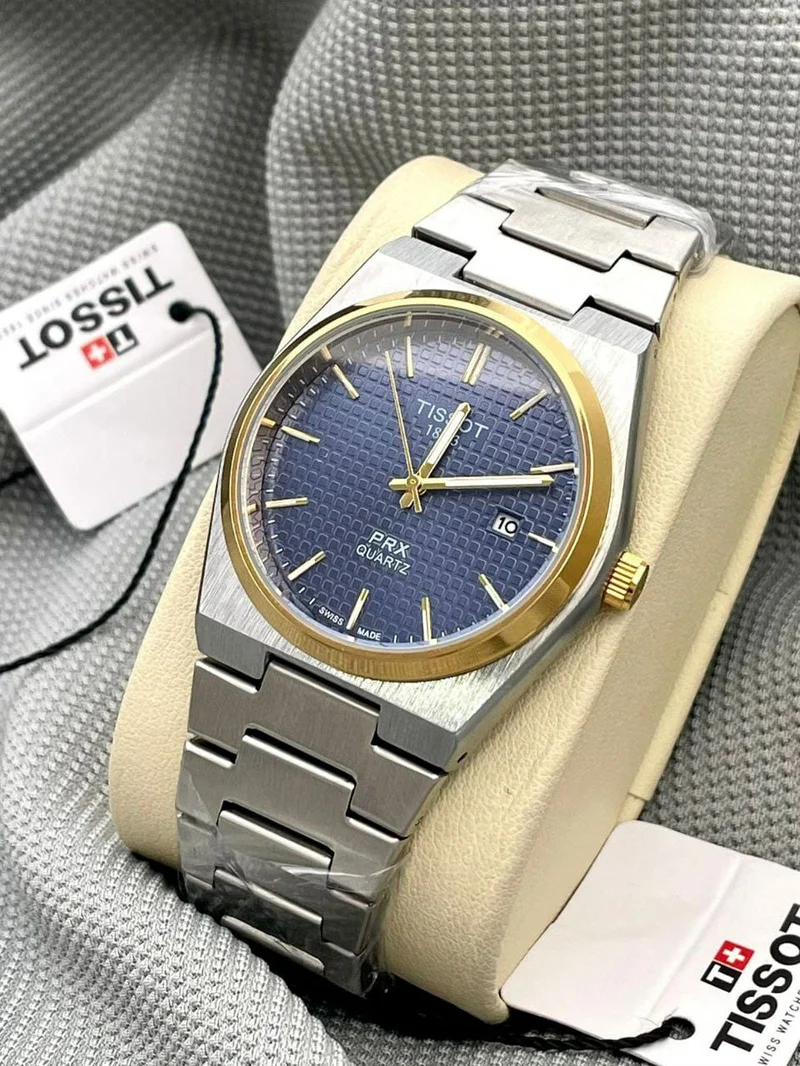 Premium Tissot PRX Slim Men Blue Silver Wrist Watch