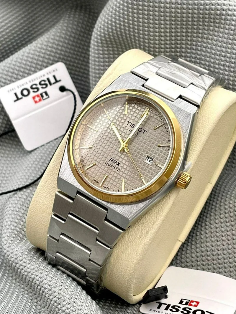 Premium Tissot PRX Slim Men Gold Silver Wrist Watch