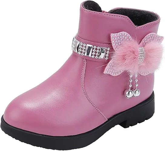 Princess Bowknot Winter Ankle Boots for Girls