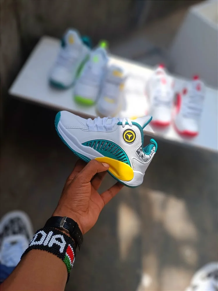 Quality Kids Shoes Jordan 5 White Green Children Sneakers