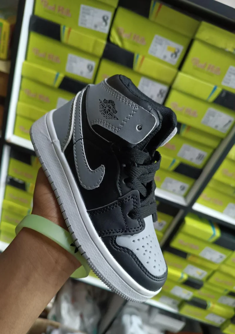 Quality Kids Shoes Nike Air Jordan 1 Grey Black Children Sneakers
