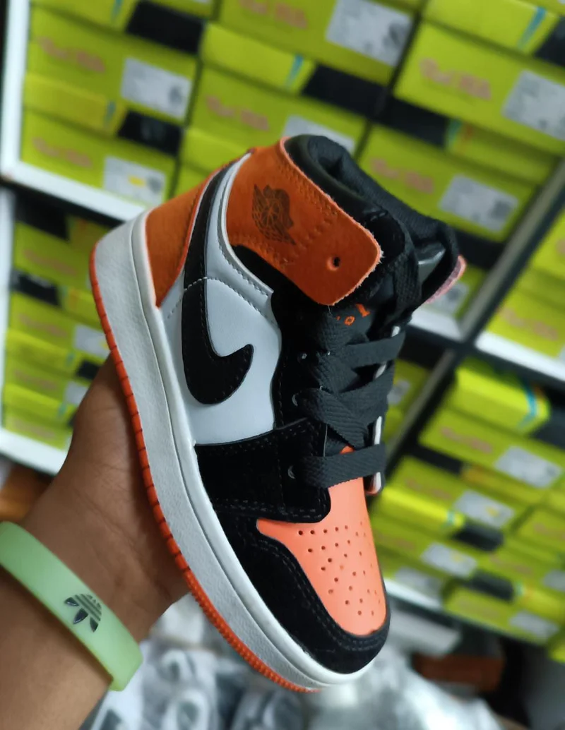 Quality Kids Shoes Nike Air Jordan 1 Orange Children Sneakers