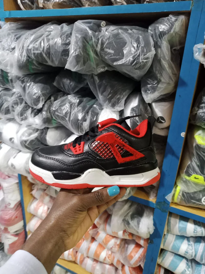 Quality Kids Shoes Nike Air Jordan 4 Thunder red Children Sneakers