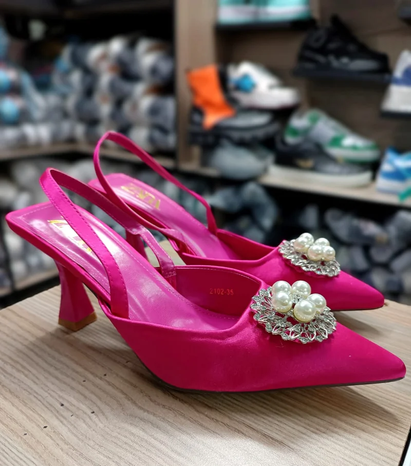 Quality Ladies Shoes Women's High Heels  Closed Pointed Toe Pink