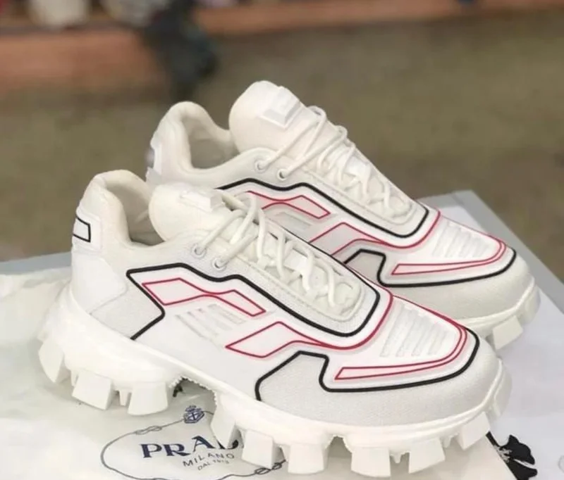 Quality Prada Cloudbust Thunder Sneakers White/Red/Black Shoes