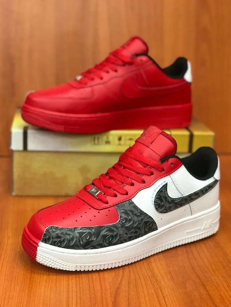 Red-White Split Nike Air Force 1 Low Sneakers