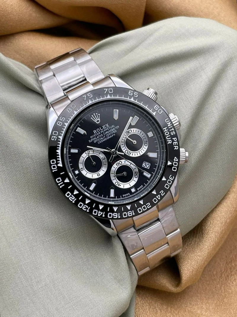 Rolex Daytona Oyester Perpetual Black Silver Metal Men's Wrist Watch