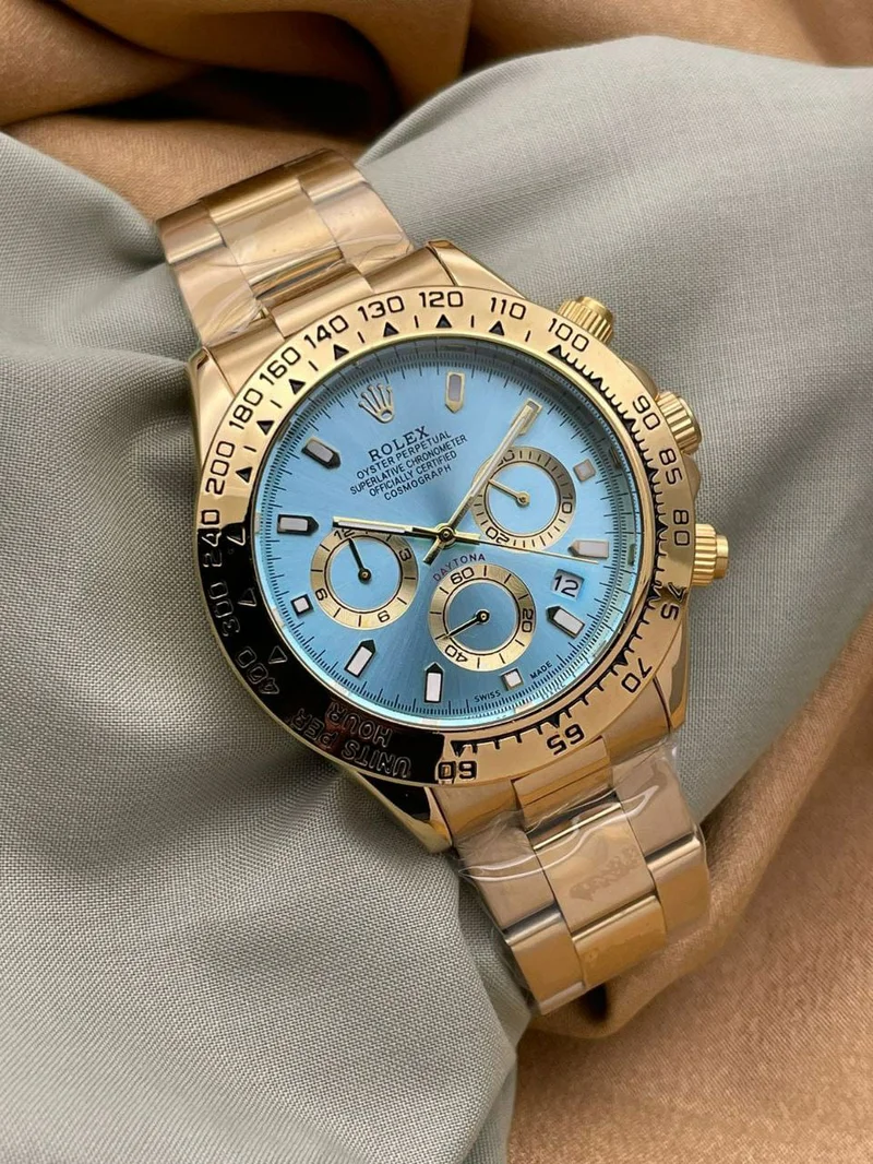 Rolex Daytona Oyester Perpetual Blue Gold Metal Men's Wrist Watch