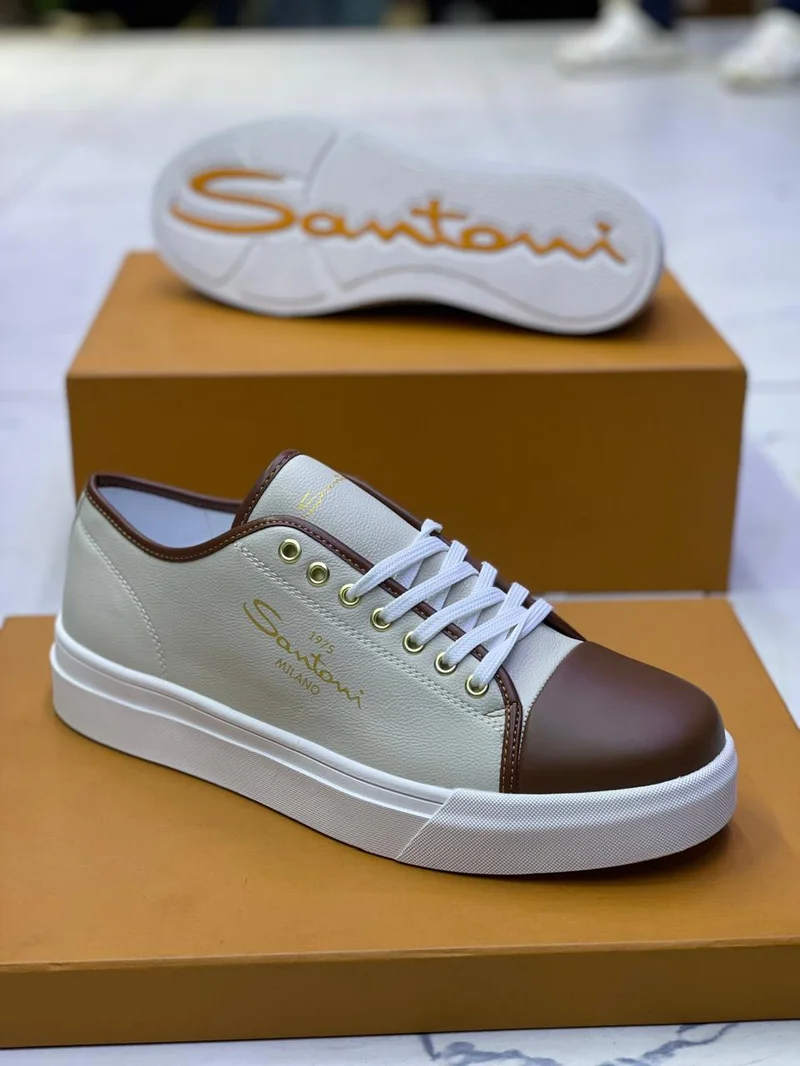 SANTONI MILANO CASUALS LEATHER SNEAKERS.