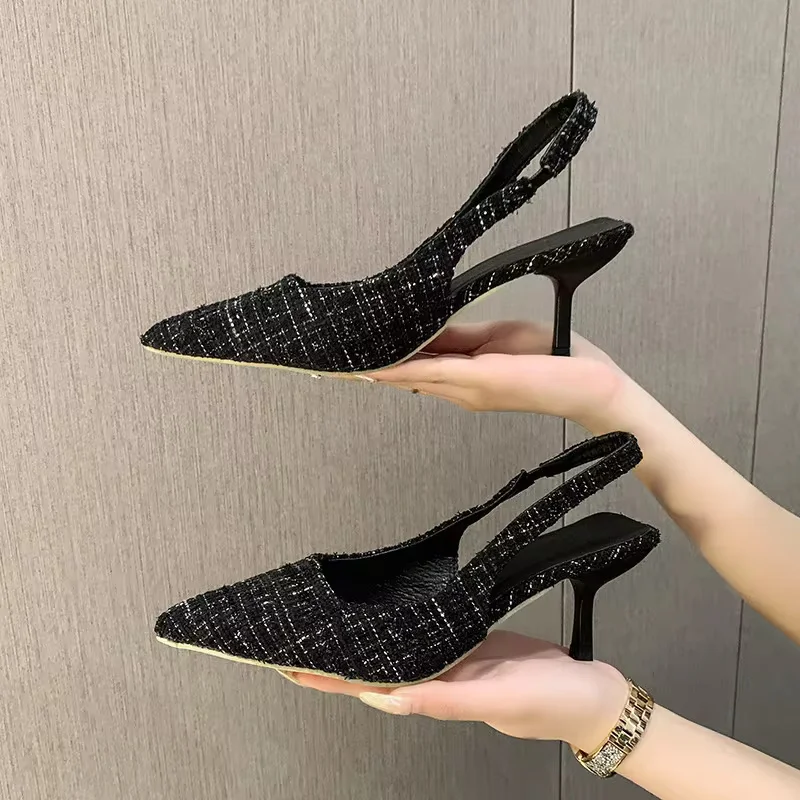 Sling Back High Heels  Closed Pointed Toe Quality Ladies Shoes