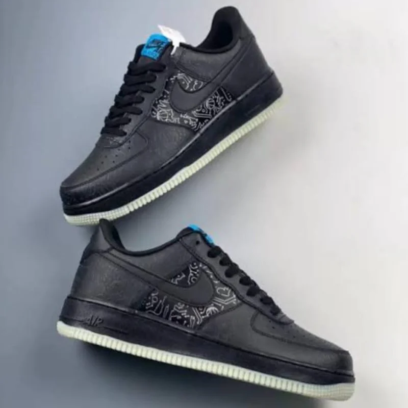 Space Jam x Nike Air Force 1 07 Computer Chip Black Light Blue Fury