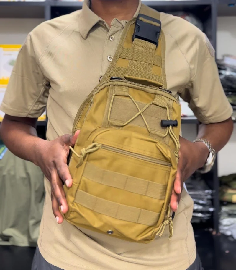 Tactical Waterproof Military Sling Bag Hiking Mole- Brown
