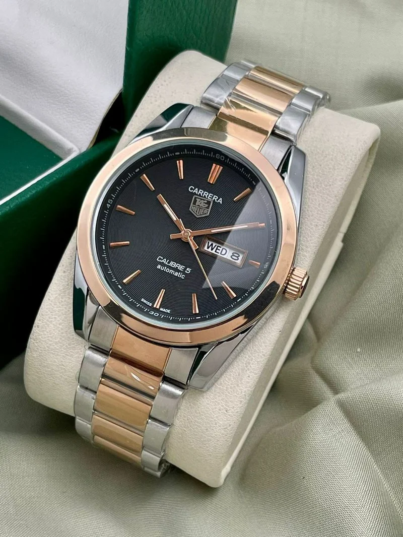 Tag Carrera Slim 7AA Premium Series Men's Black Gold Silver Wrist Watch