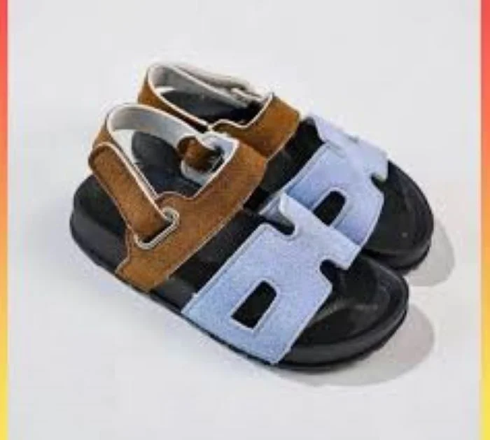 TAN- BLUE KIDS HERMES SANDALS