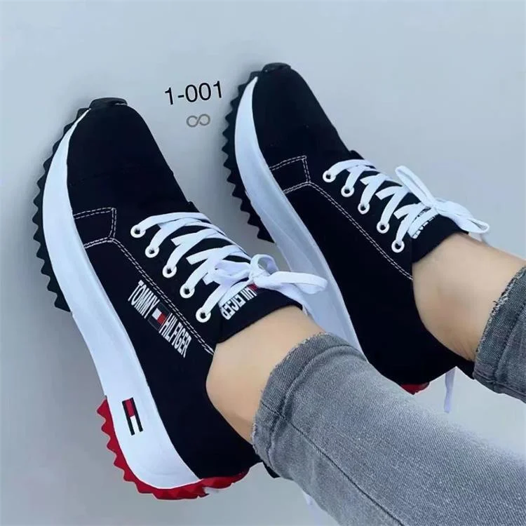 Tommy Hilfiger Casual Ladies Sneakers Women's Laced Black Shoes