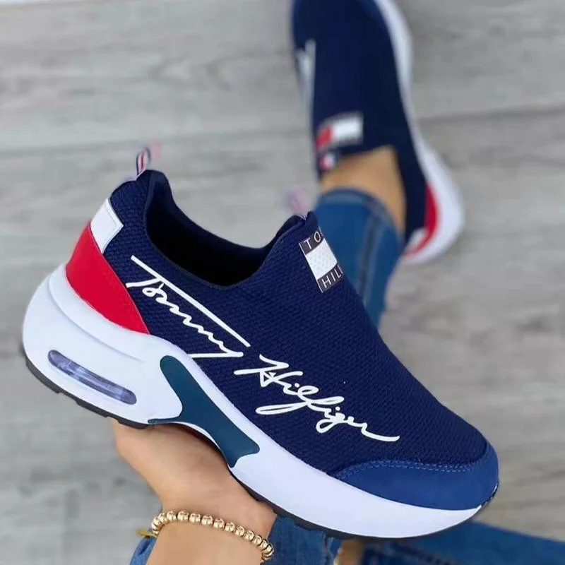 Tommy Hilfiger Casual Ladies Sneakers Women's Slip-on Blue Shoes