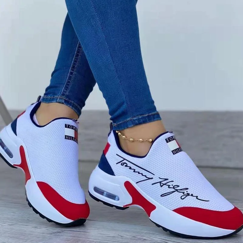 Tommy Hilfiger Casual Ladies Sneakers Women's Slip-on White Shoes