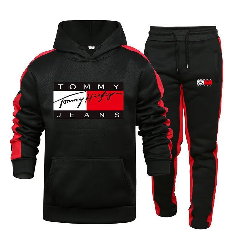 Tommy Hilfiger Jeans Unisex Tracksuit Hooded and pants in Black