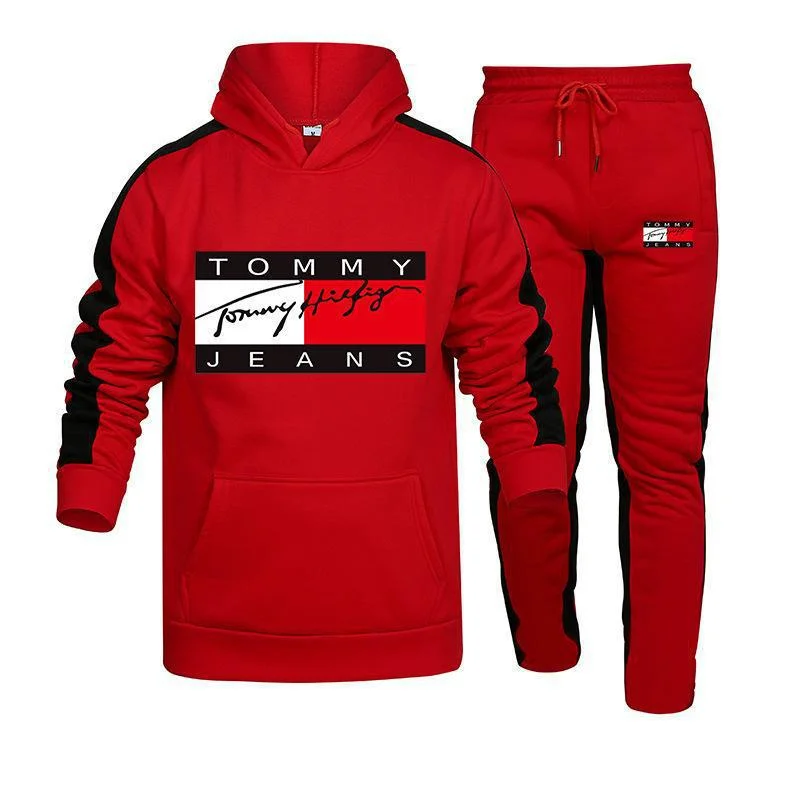 Tommy Hilfiger Jeans Unisex Tracksuit Hooded and pants in Red