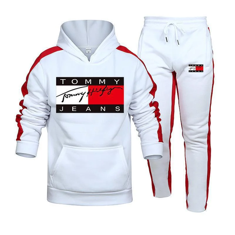 Tommy Hilfiger Jeans Unisex Tracksuit Hooded and pants in White