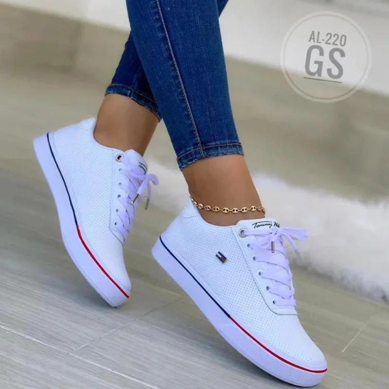 Tommy Hilfiger Mesh Ladies Sneakers Women's Laced White Shoes