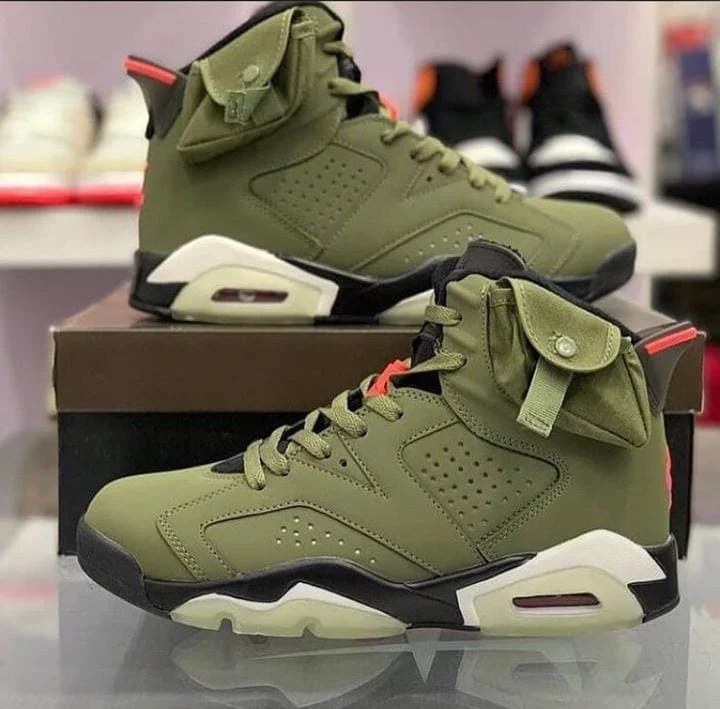 Travis Scott x Air Jordan 6 Medium Olive Black Sail University Red