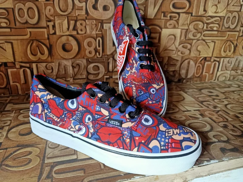 Tribal vans Double sole Floral Maroon Vans