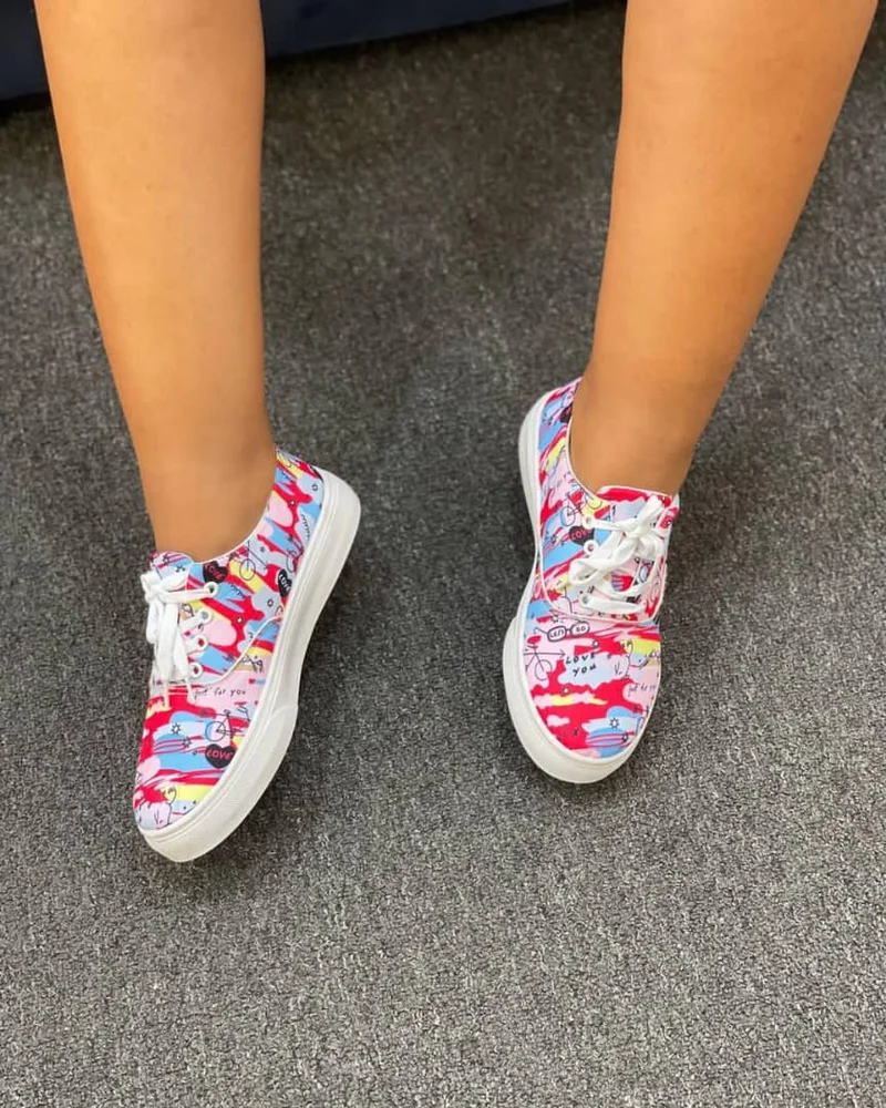 Unisex Bike Vans Flat Customised Vans Red