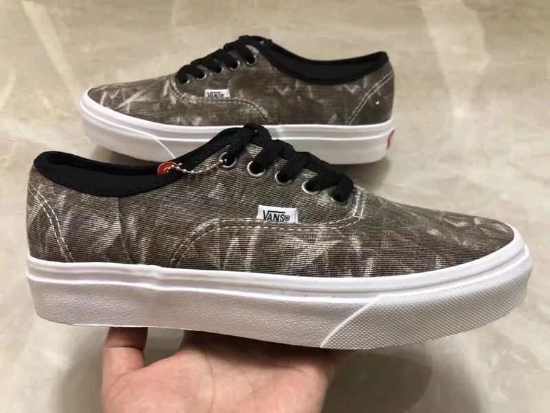 Unisex Customized Vans of the Wall Authentic Dark Grey Laced Up