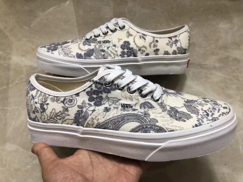 Unisex Customized Vans of the Wall Authentic White/ Grey Laced Up