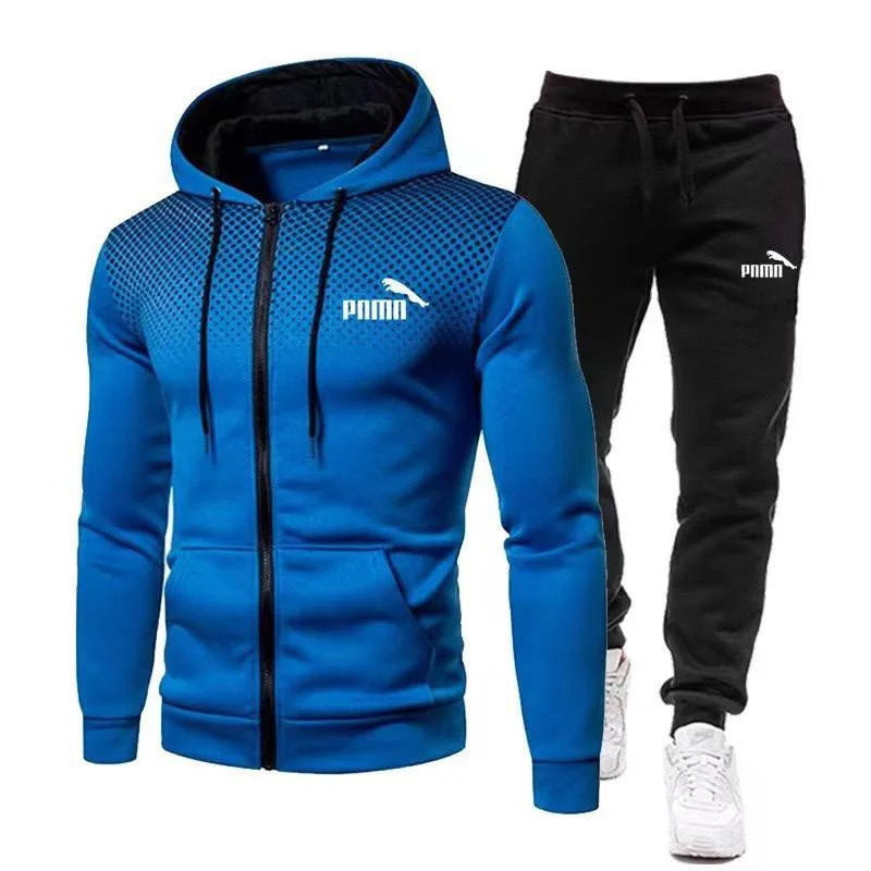 Unisex Puma Set Tracksuit Hooded  and pants in Blue Black