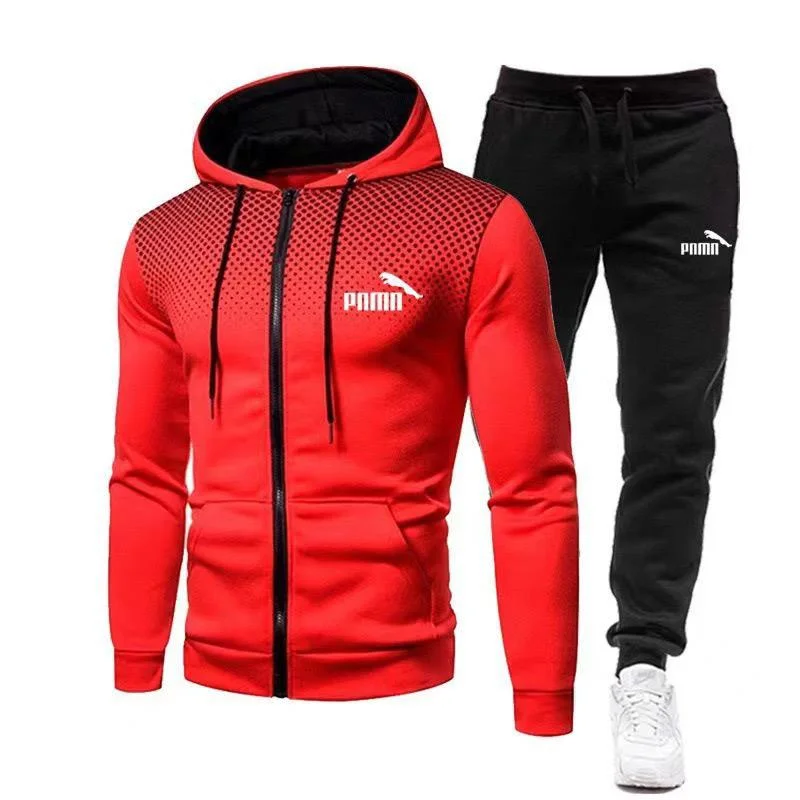 Unisex Puma Set Tracksuit Hooded  and pants in Orange Black