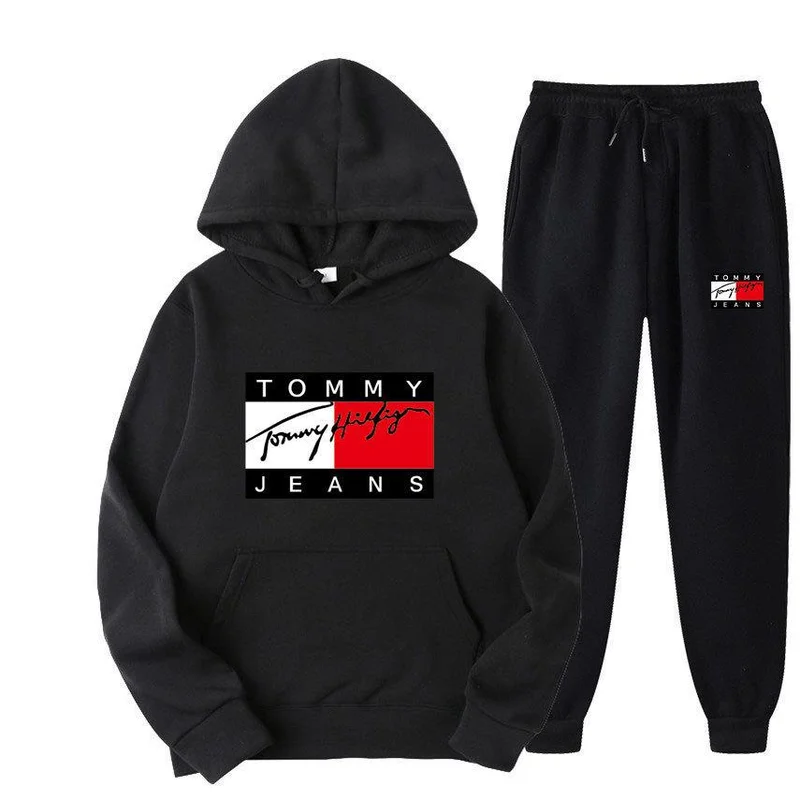 Unisex Tommy Hilfiger  Set Tracksuit Hooded  and pants in Black