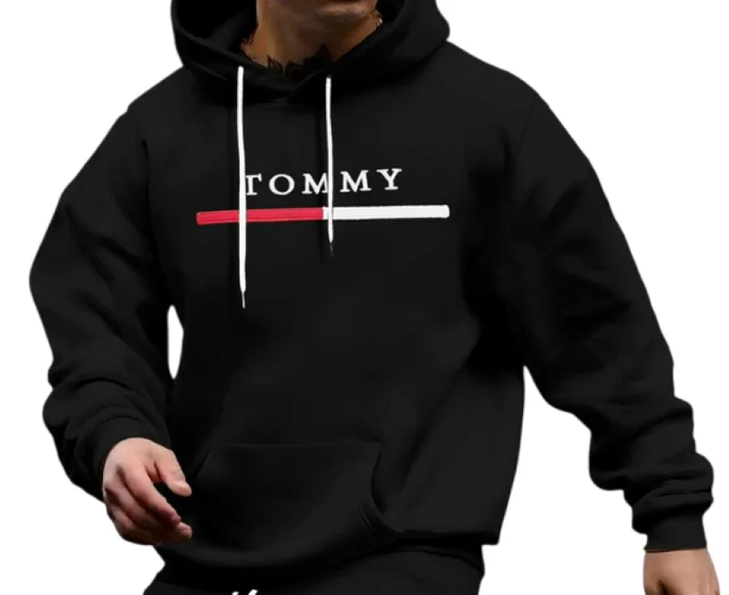 Unisex Tommy Hilfiger Tracksuit Hooded and pants-Black