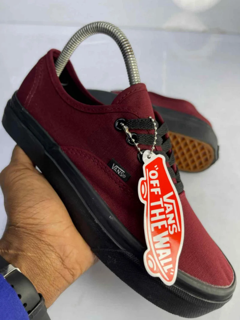 Vans Canvas Trainers – Maroon with Black Sole