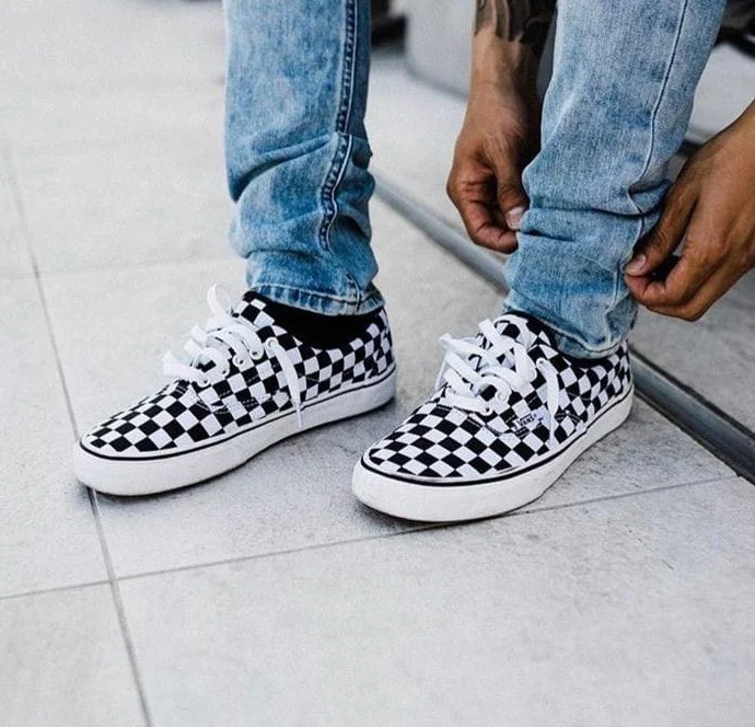 Vans Checkerboard Black White Canvas Lace Up Sneakers