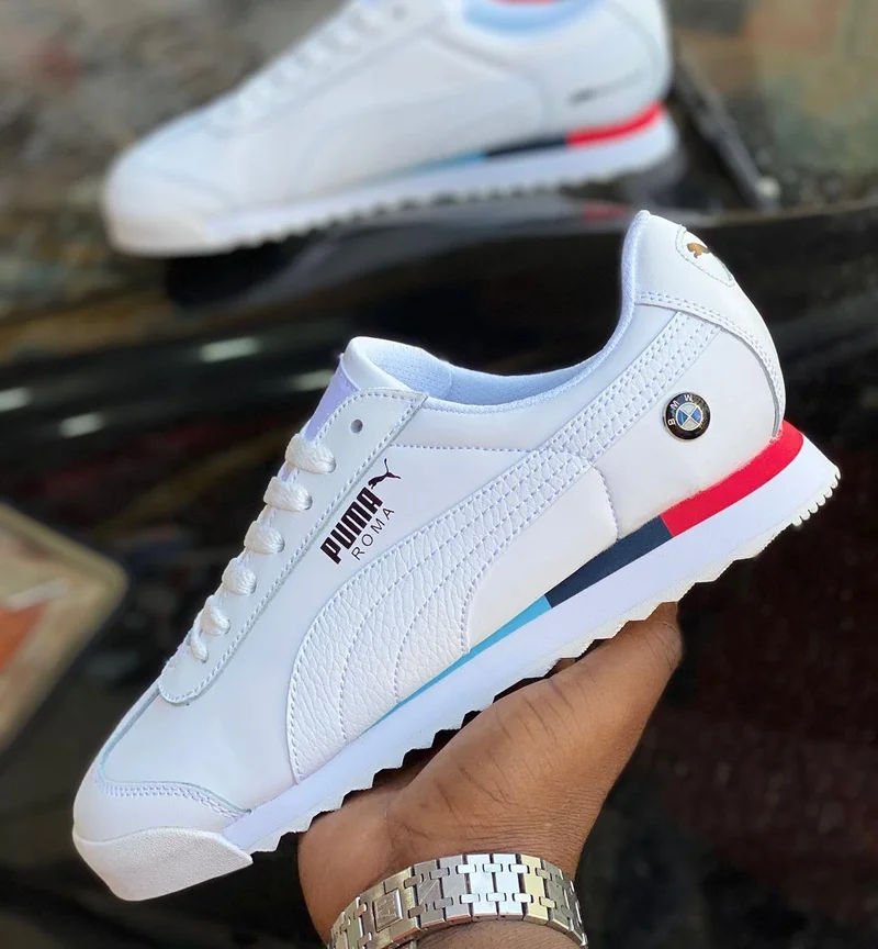 White  Lace-Up BMW  Puma Roma Casual Sneakers